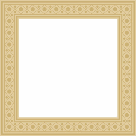 Vector square gold ancient Russian ornament. Slavic rectangle, border, frame. Painting of the royal chambers.のイラスト素材