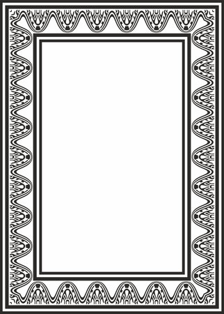 Vector square Assyrian black monochrome ornament. Rectangle, border, frame of Mesopatamia. Pattern of the ancient East.のイラスト素材