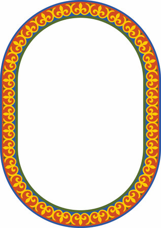 Vector colored oval classic byzantine ornament. Circle, ring, border, Ancient Greece, Eastern Roman Empire frame. Decoration of the Russian Orthodox Churchのイラスト素材