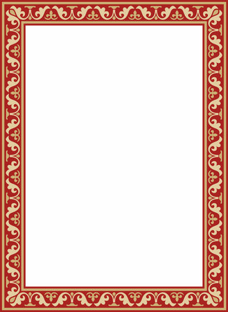 Vector gold and red square classic byzantine ornament. Rectangle, border, Ancient Greece, Eastern Roman Empire frame. Decoration of the Russian Orthodox Churchのイラスト素材