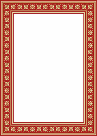 Vector gold and red square classic byzantine ornament. Rectangle, border, Ancient Greece, Eastern Roman Empire frame. Decoration of the Russian Orthodox Churchのイラスト素材