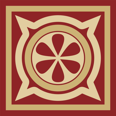 Vector gold and red ancient Roman ornament elements. Classic European parts of patterns. Lili and Krovnsのイラスト素材