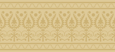 Vector uzbek golden seamless ornament. Endless Turkish border. Cultural heritage of central Asia.のイラスト素材