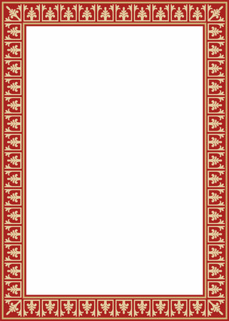 Vector gold and red square classic byzantine ornament. Rectangle, border, Ancient Greece, Eastern Roman Empire frame. Decoration of the Russian Orthodox Churchのイラスト素材