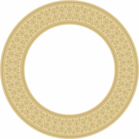 Classic Greek golden round ornament. Vector pattern, circle of ancient Hellenes. European border - ring.のイラスト素材