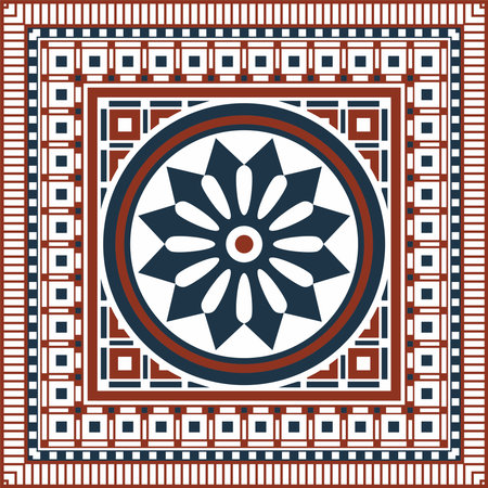 Vector square Assyrian color ornament. Rectangle, border, frame of Mesopatamia. Pattern of the ancient East.のイラスト素材