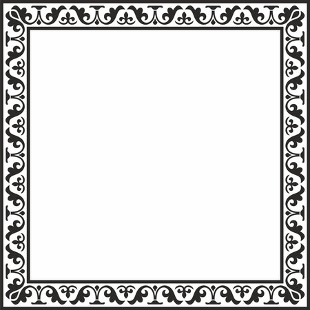 Vector black monochrome square stencil classic byzantine ornament. Rectangle, border, Ancient Greece, Eastern Roman Empire frame. Decoration of the Russian Orthodox Churchのイラスト素材