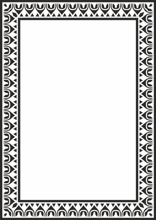 Classic greek black monochrome square ornament. Vector pattern, ancient hellenic rectangle. European border.のイラスト素材