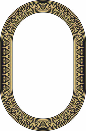 Classic Greek black and gold round oval ornament. Vector pattern, circle of ancient Hellenes. European border - ring.のイラスト素材