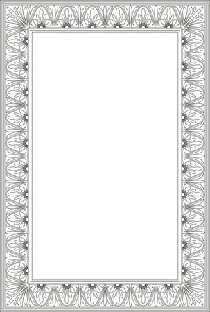 Classic greek black outline square ornament. Vector pattern, ancient hellenic rectangle. European border.のイラスト素材