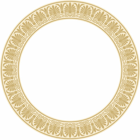 Vector gold round classical Greek ornament. European ornament. Border, frame, circle, ring Ancient Greece, Roman Empire.のイラスト素材