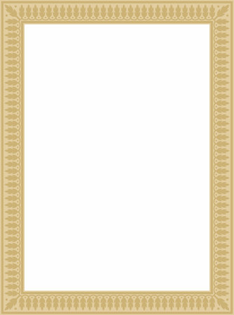 Vector square golden Indian national ornament. Ethnic plant border. Flowers frame. Poppies and leaves.のイラスト素材