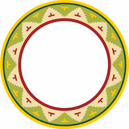 Vector colored round classic byzantine ornament. Circle, ring, border, Ancient Greece, Eastern Roman Empire frame. Decoration of the Russian Orthodox Churchのイラスト素材