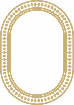 Vector golden oval classic byzantine ornament. Circle, ring, border, Ancient Greece, Eastern Roman Empire frame. Decoration of the Russian Orthodox Churchのイラスト素材
