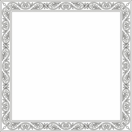 Vector black contour square classic byzantine ornament. Rectangle, border, Ancient Greece, Eastern Roman Empire frame. Decoration of the Russian Orthodox Churchのイラスト素材