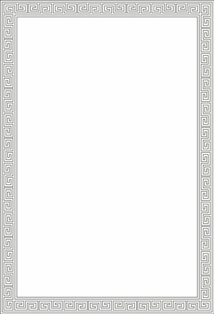 Vector black monochrome classic Greek square outline ornament. Rectangle of Ancient Greece and Roman Empire. Byzantine painting of walls, floors and ceilings. Decoration of European palaces. Template for stained glass.のイラスト素材