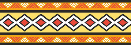 African seamless colorful pattern. Cultural heritage of the peoples of Africa. Ethnic endless border, frame. Zimbabwe ornament.のイラスト素材