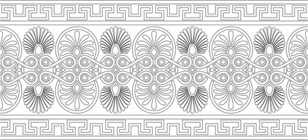 Vector  black classic seamless european national ornament. Ethnic contour pattern of the Romanesque peoples. Border, frame of ancient greece, roman empire.のイラスト素材