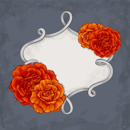Beautiful roses frame design cardのイラスト素材