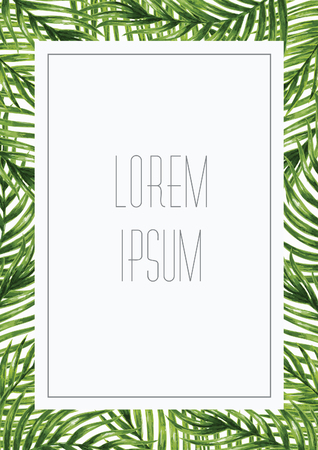 Palm leaves background. Tropical greeting card.のイラスト素材