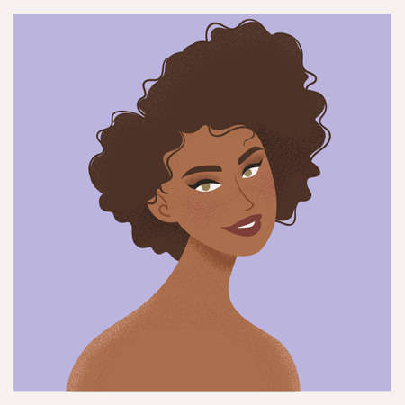 Beauty female portrait. Elegant African woman avatar. Vector illustrationのイラスト素材