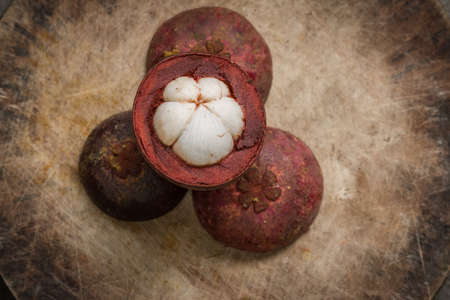 fresh mangosteen,tropical fruits.の写真素材