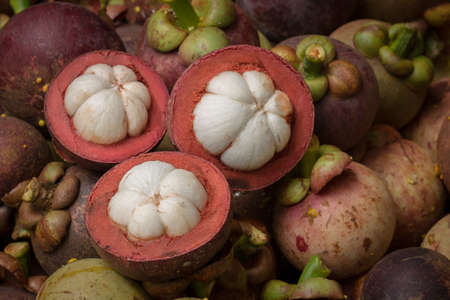 fresh and delicious mangosteen.の写真素材