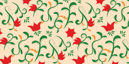 Seamless floral pattern with flowers and leaves. Vector illustration.のイラスト素材