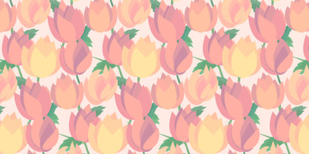 Simple rose flower illustration in seamless pattern. Fill pattern swatchesのイラスト素材