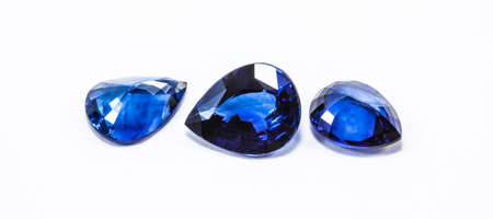 the blue sapphires on white backgroundの写真素材
