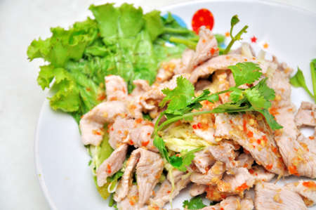 Spicy pork salad , Thai style food Asiaの写真素材