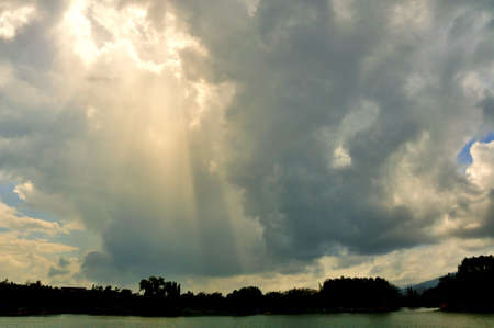 Bright God-rays and light burst in Heavenly Clouds