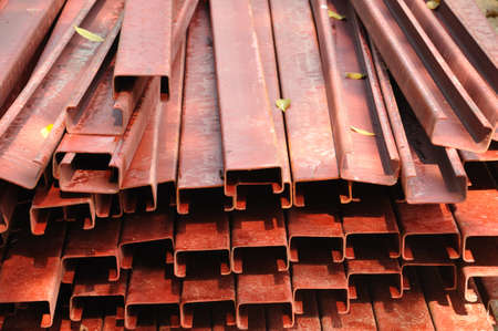 Industrial Produced Pile of Steel Pipes Closeup