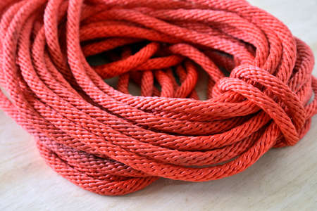 A  picture of Detail of red rope complicate.
