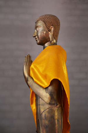 Buddha isolated on a dark background の写真素材