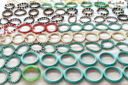 Colorful bracelets made of semi precious stones