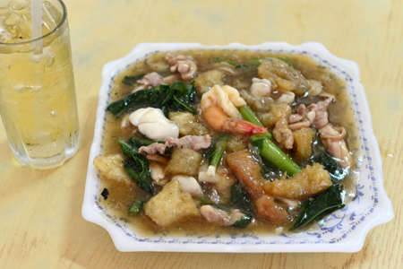 fried rice noodle with gravy or horfunの写真素材