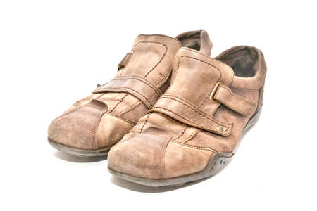 Brown leather man shoes isolated on white background