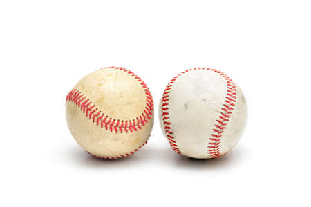 well used baseball isolated on white
