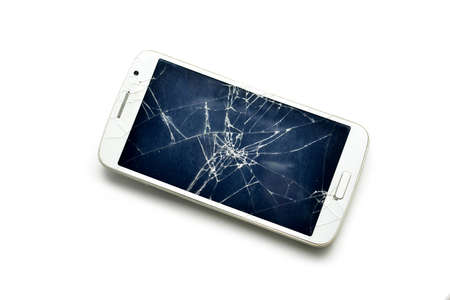 Smart phone with broken screenの写真素材