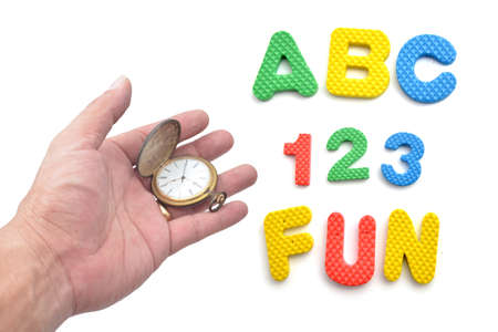 Time To Learn . Colorful Alphabet Letters  ABC 123 Fun  isolated on white
