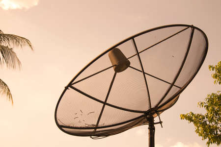 Sunrise close to the satellite dishの写真素材