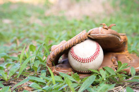 Baseball game. Baseball ball, baseball glove.の写真素材