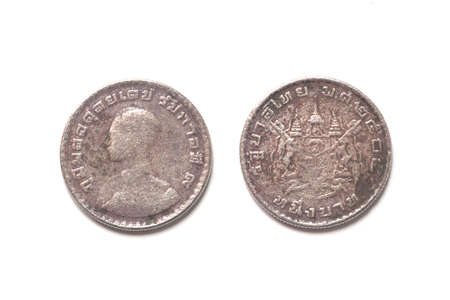 isolated of 1962 old Thai coin on white backgroundの写真素材