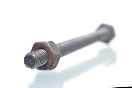Bolt and nut isolated on white background .の写真素材