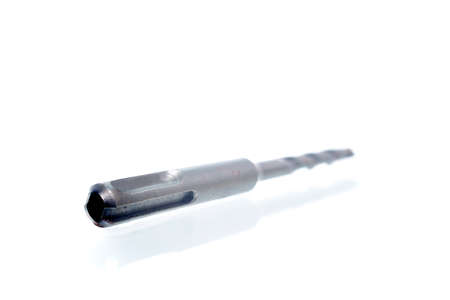 Drill bit closeup isolated on white background