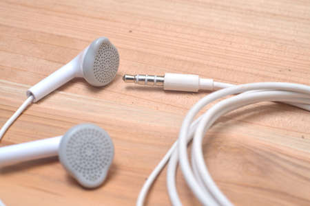 headphone on wood background