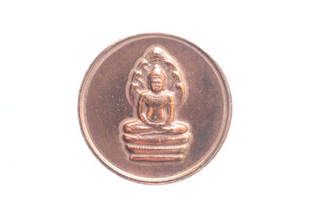 Old Buddha statue isolated on white background