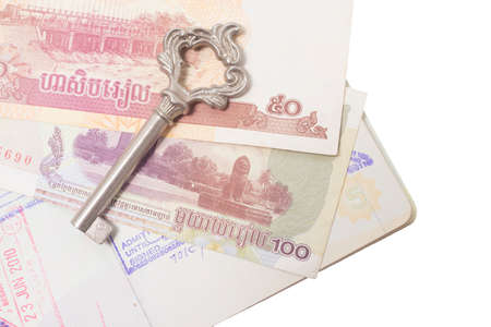 Thai passport with Cambodia money