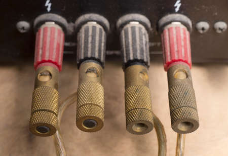 Close up of jack of music amplifierの写真素材